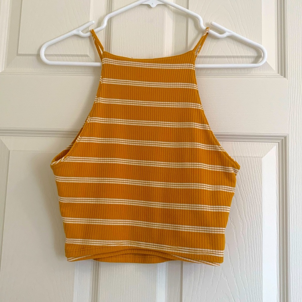 *NWOT mustard yellow and white crop top